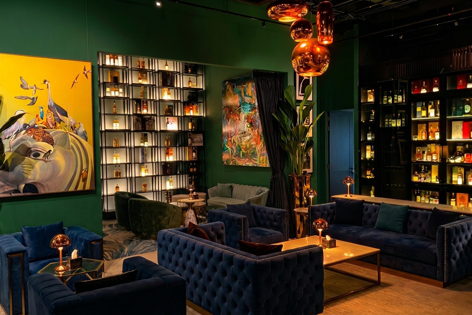 The art-filled Main Room at Pacific Club Singapore
